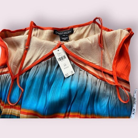 Anthropologie Tanvi Kedia V-Neck Colorblock Midi Dress New - Picture 10 of 14